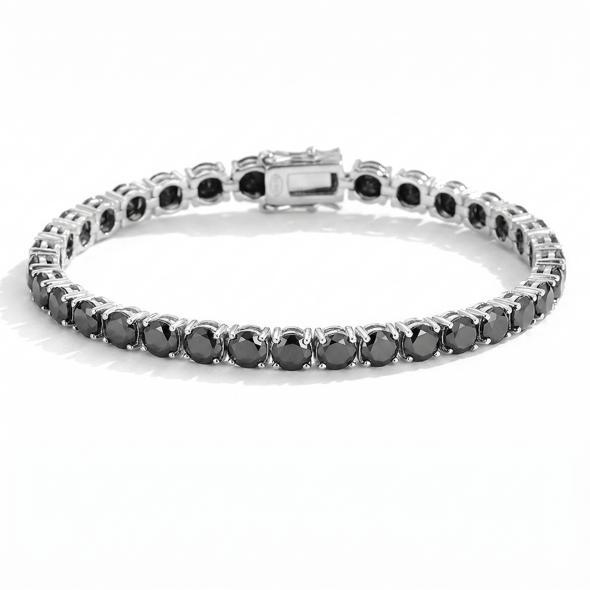 Black Moissanite Tennis Bracelet - Black on Silver