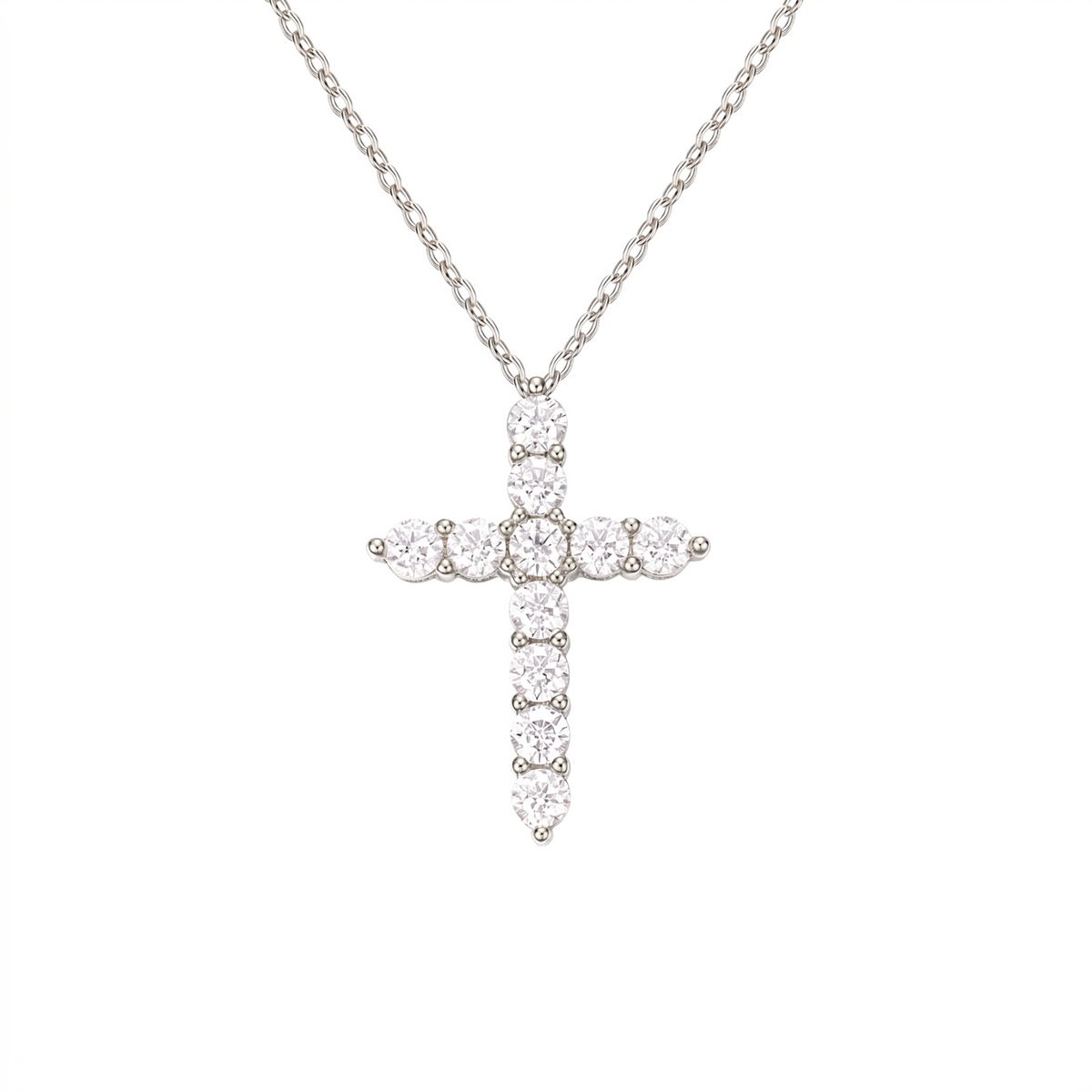 Moissanite Cross Pendant Necklace