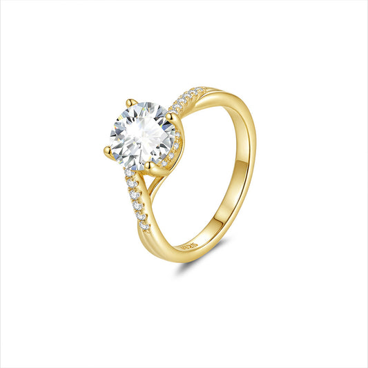 Moissanite Elegant Cathedral Round Solitaire Ring