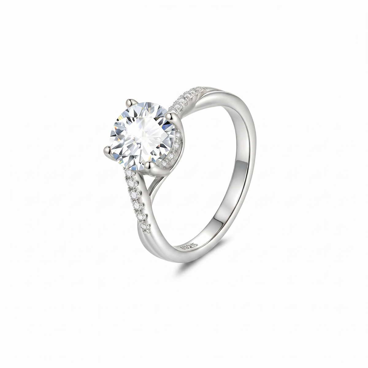 Moissanite Elegant Cathedral Round Solitaire Ring