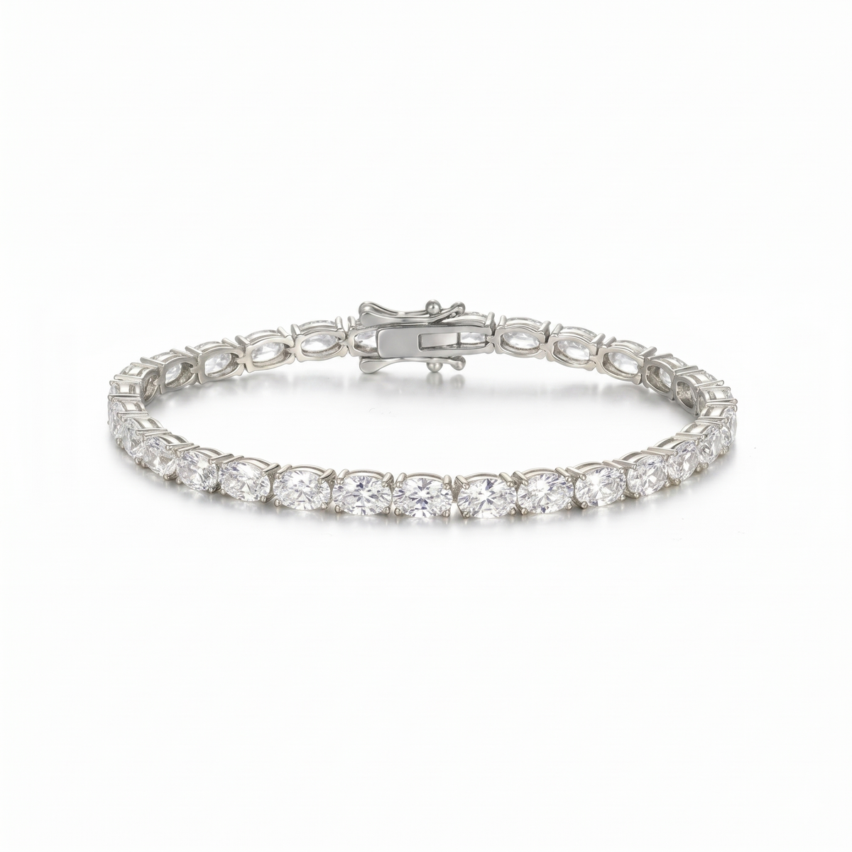 Moissanite Oval Cut Tennis Bracelet (Horizontal)