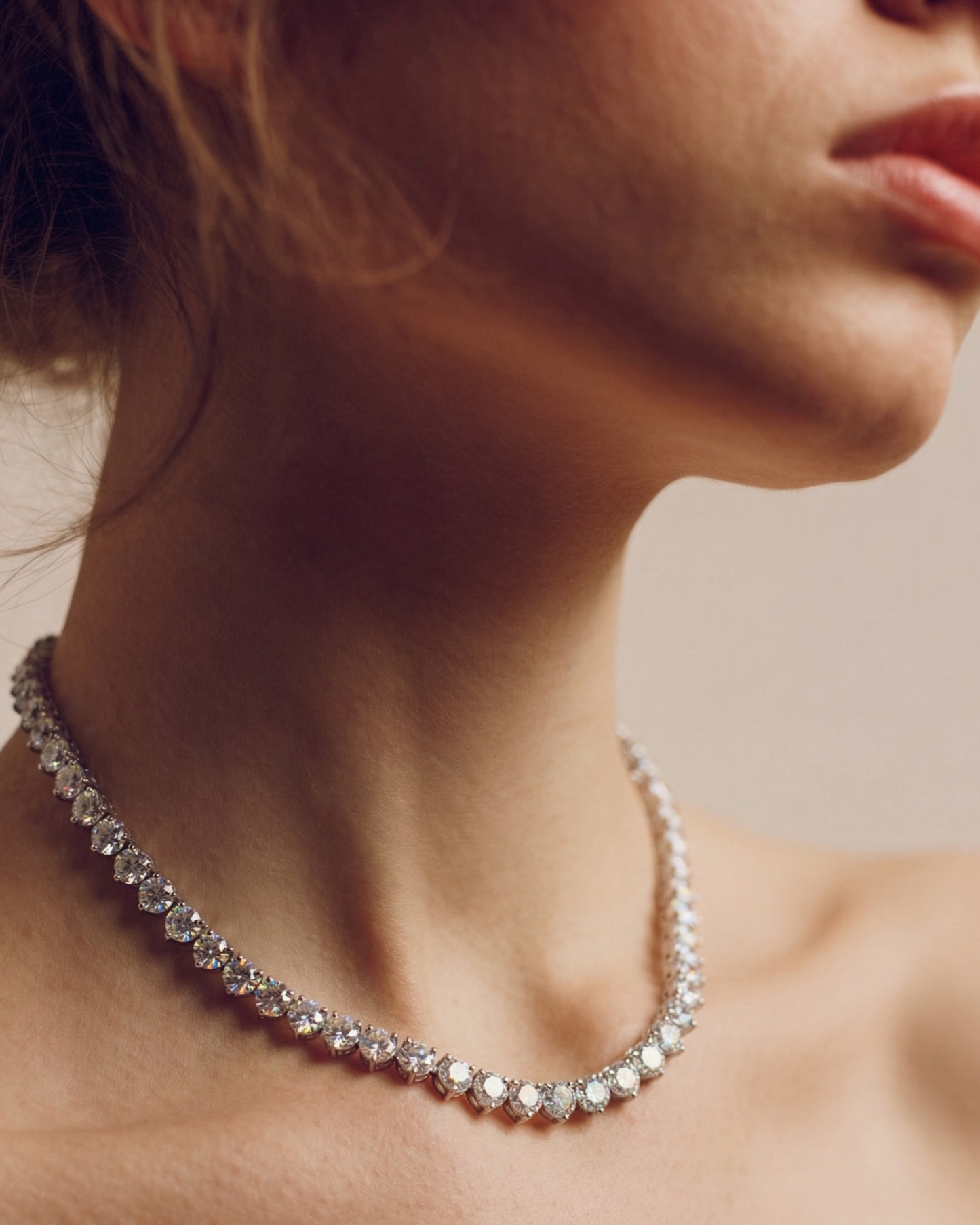 Moissanite 3 Prong Tennis Necklace