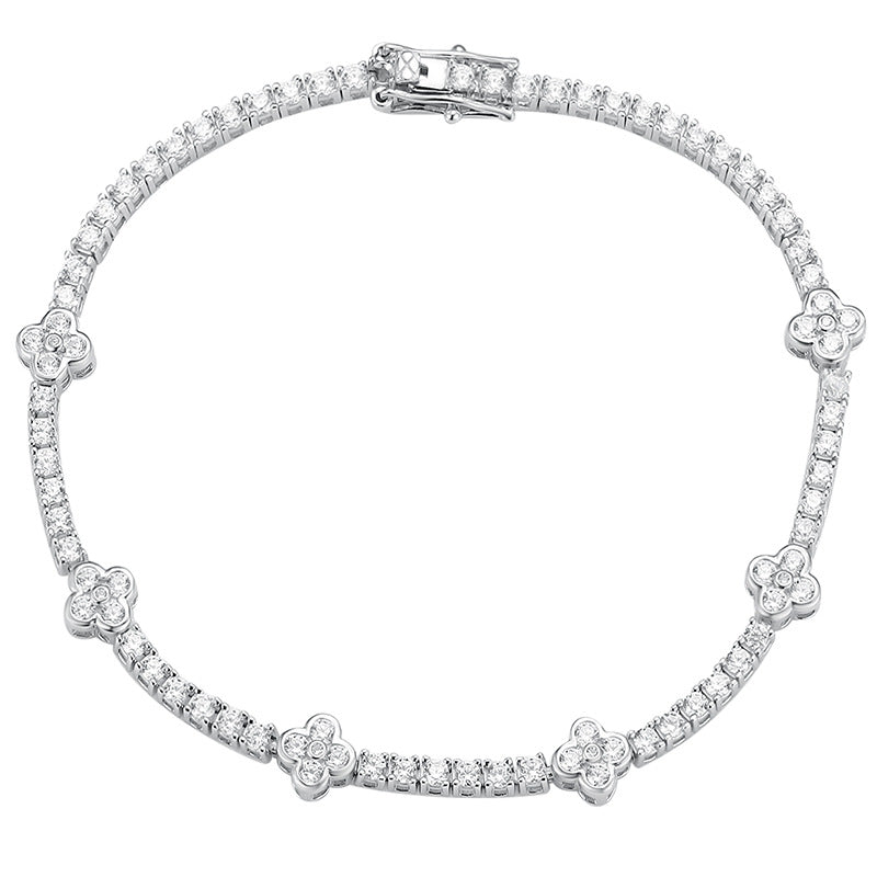 Moissanite Clover Station Tennis Bracelet