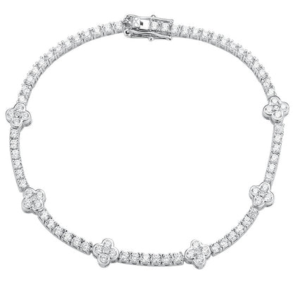 Moissanite Clover Station Tennis Bracelet