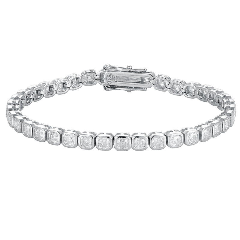 Moissanite Asscher Cut Bezel Bracelet
