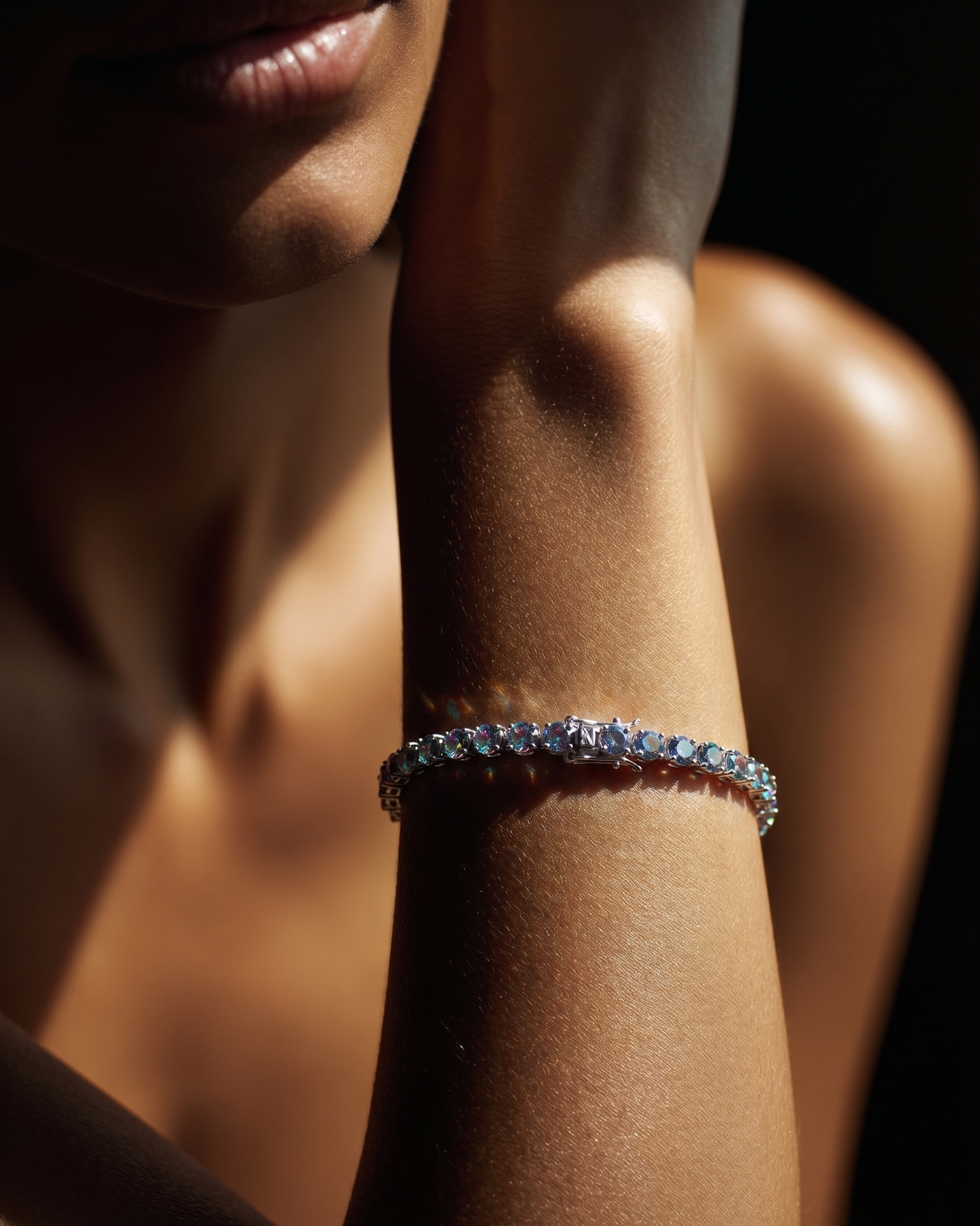 Moissanite Aurora Borealis Tennis Bracelet
