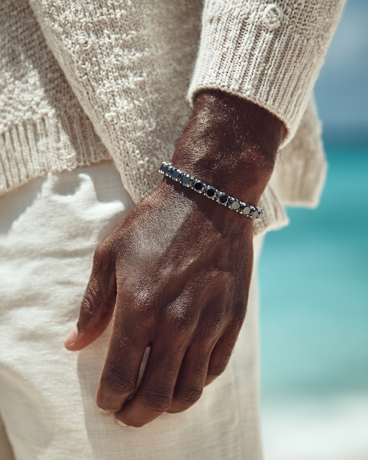 Black Moissanite Tennis Bracelet - Black on Silver