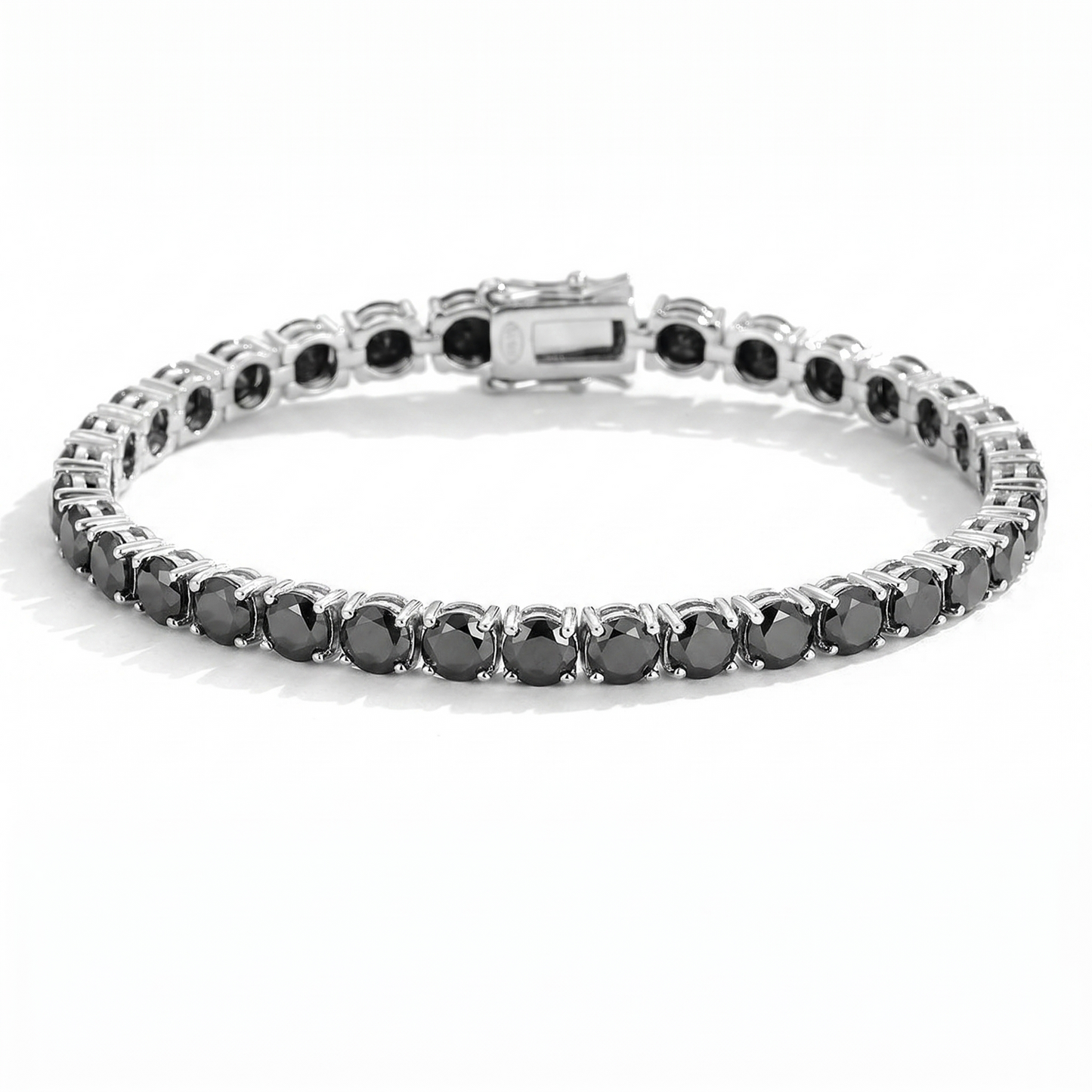Black Moissanite Tennis Bracelet - Black on Silver