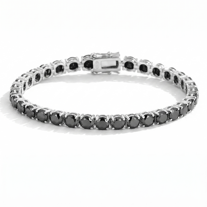 Black Moissanite Tennis Bracelet - Black on Silver