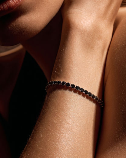 Black Moissanite Tennis Bracelet - Black on Silver