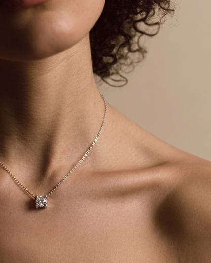 Moissanite Bull Head Round Cut Solitaire Necklace