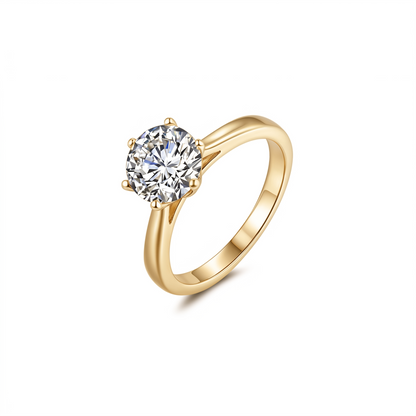 Moissanite Classic Six Prong Round Solitaire Engagement Ring