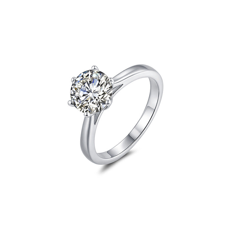 Moissanite Classic Six Prong Round Solitaire Engagement Ring