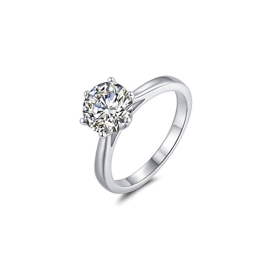 Moissanite Classic Six Prong Round Solitaire Engagement Ring