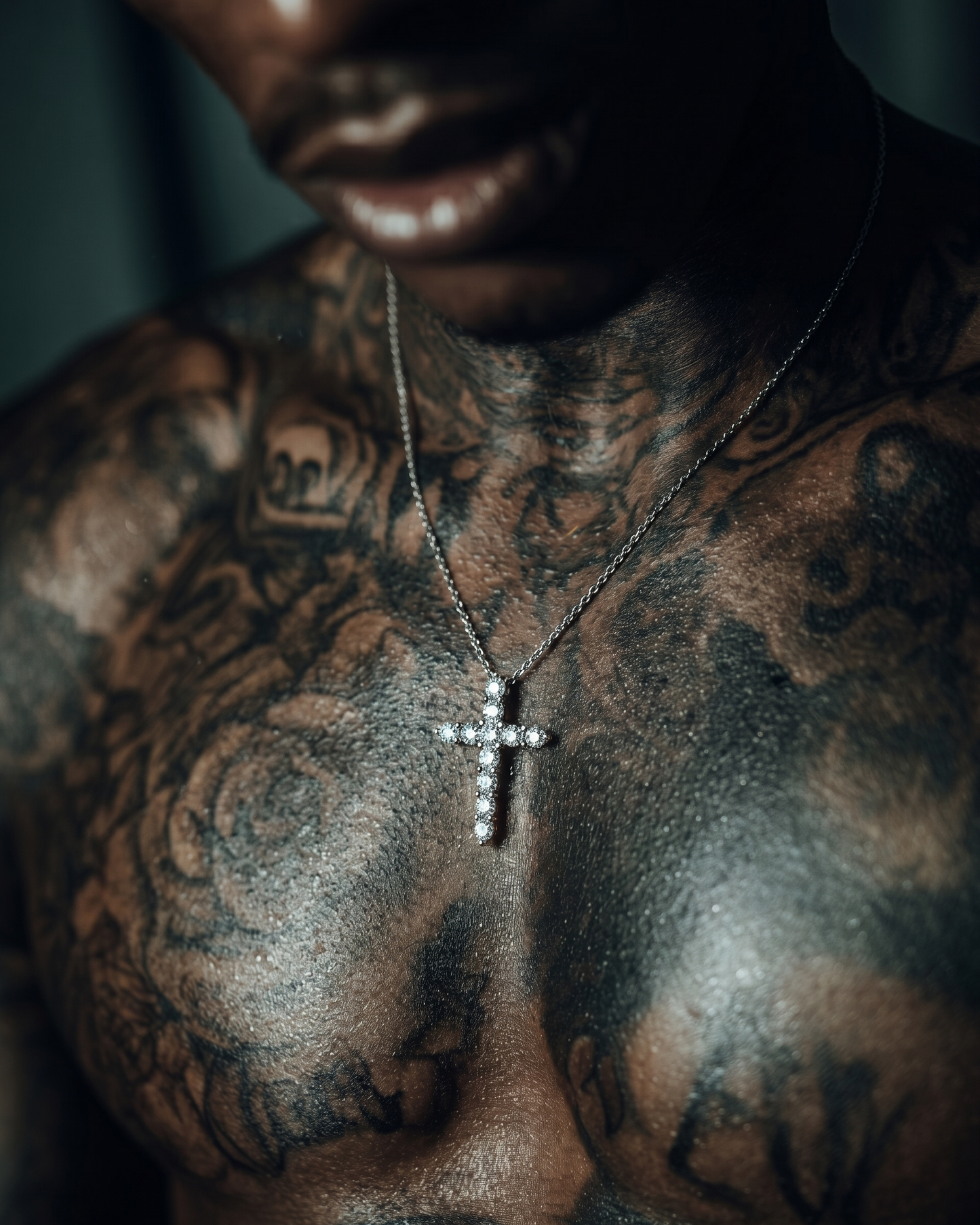 Moissanite Cross Pendant Necklace