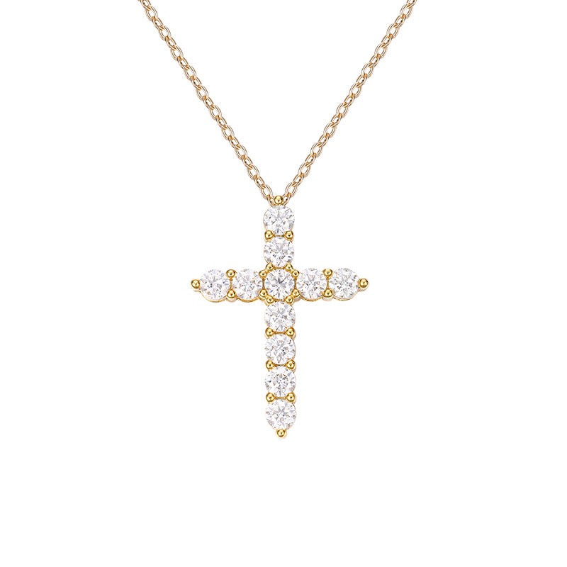 Moissanite Cross Pendant Necklace