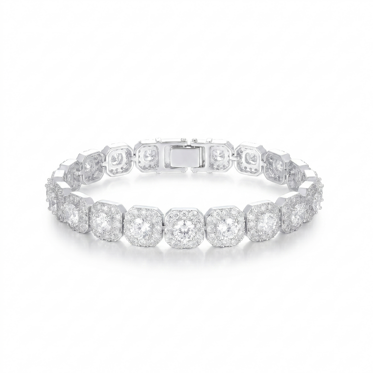 Moissanite Cushion-Style Cluster Square Bracelet