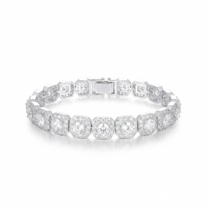 Moissanite Cushion-Style Cluster Square Bracelet