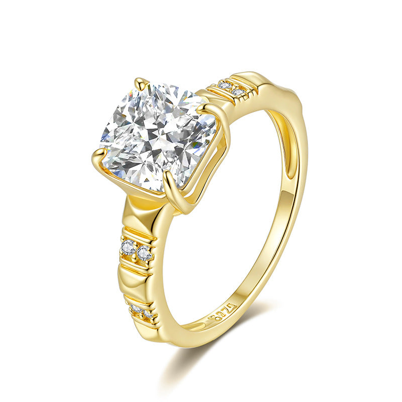 Moissanite Cushion Cut with Studded Shank Ring