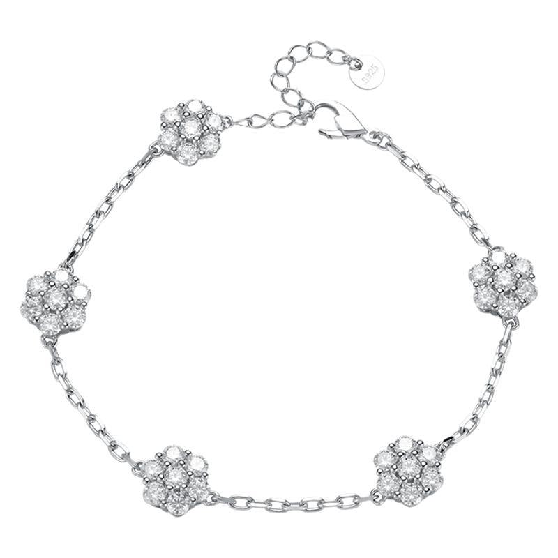 Moissanite Delicate Floral Station Bracelet