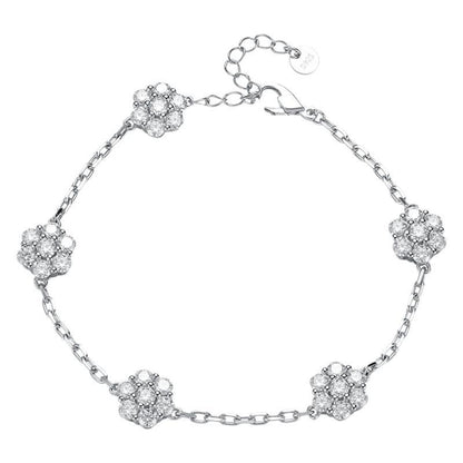 Moissanite Delicate Floral Station Bracelet