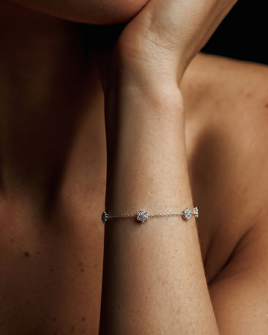 Moissanite Delicate Floral Station Bracelet