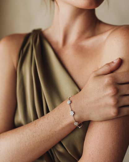 Moissanite Delicate Floral Station Bracelet
