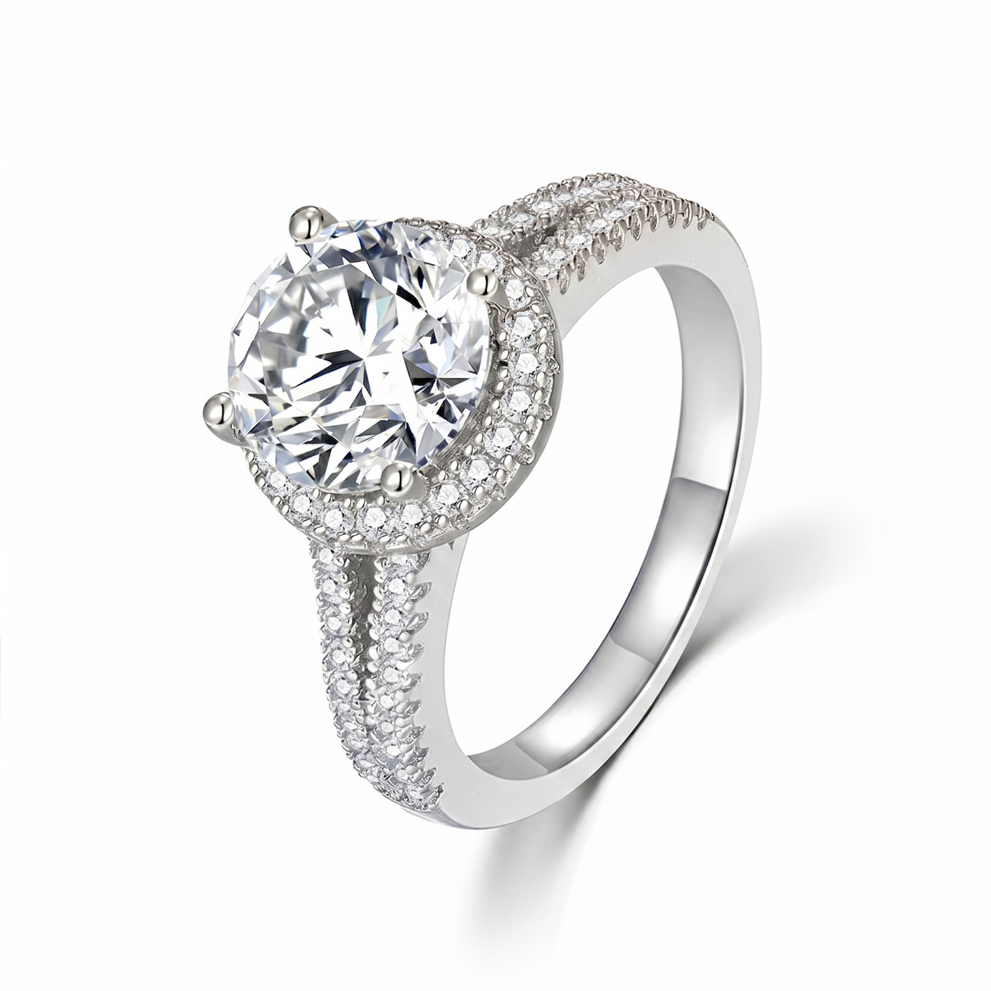 Moissanite Double Halo Engagement Ring