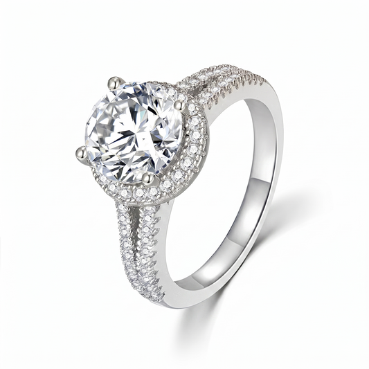 Moissanite Double Halo Engagement Ring