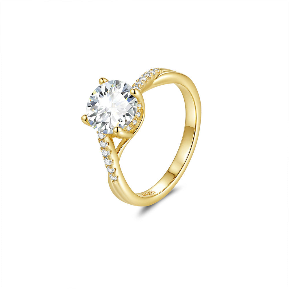 Moissanite Elegant Cathedral Round Solitaire Ring