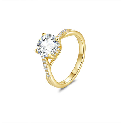 Moissanite Elegant Cathedral Round Solitaire Ring