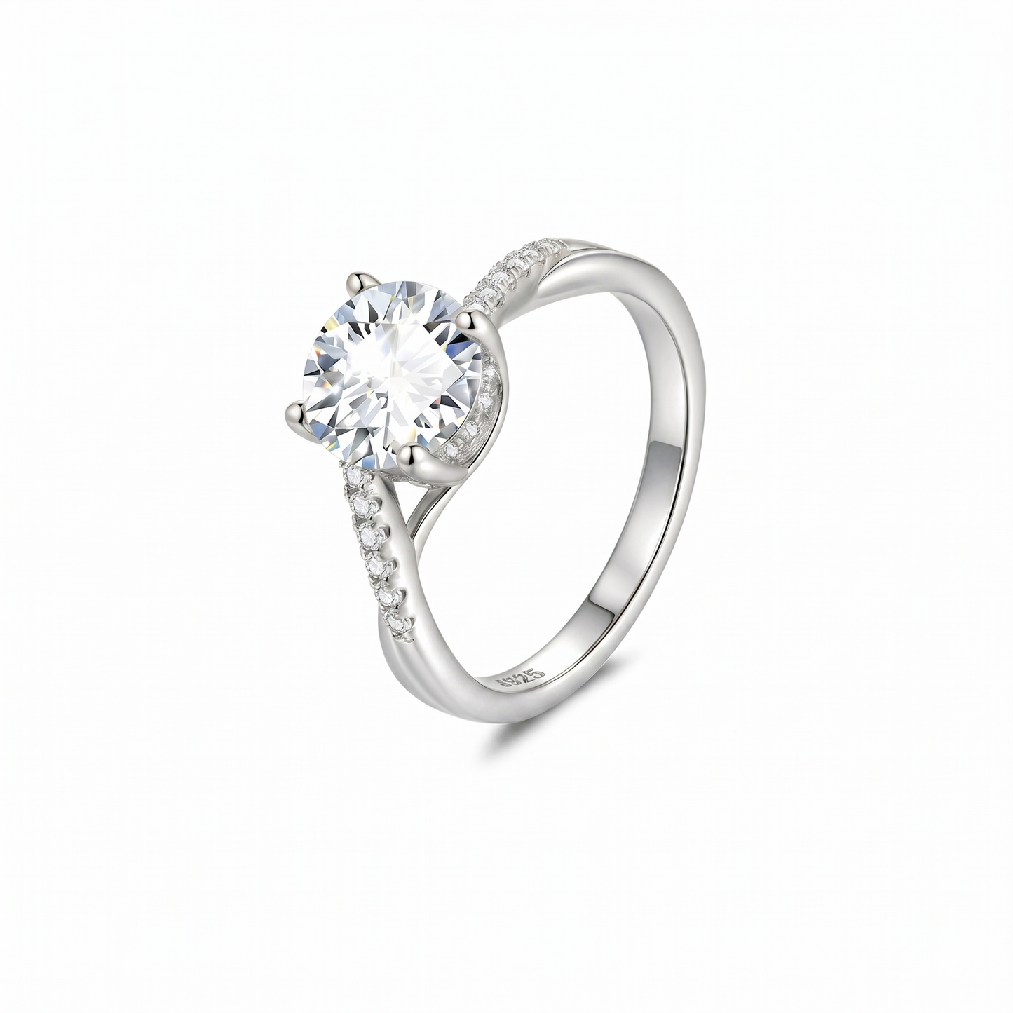 Moissanite Elegant Cathedral Round Solitaire Ring