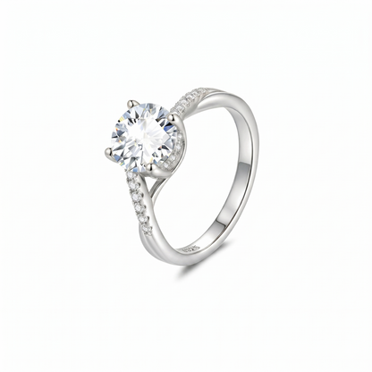 Moissanite Elegant Cathedral Round Solitaire Ring