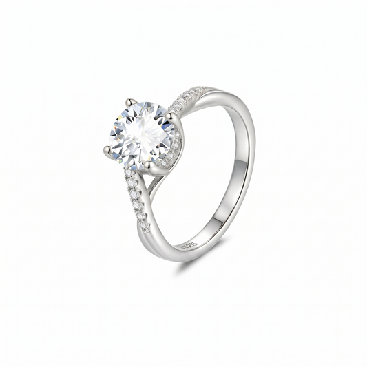 Moissanite Elegant Cathedral Round Solitaire Ring