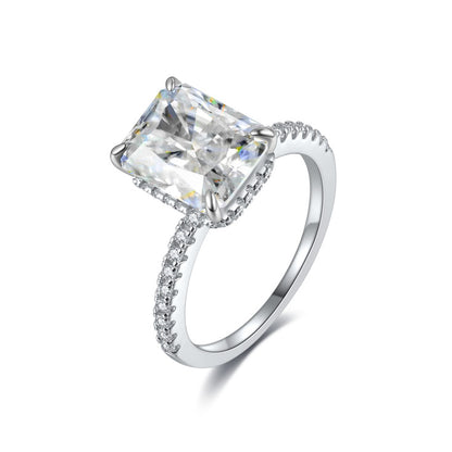 Moissanite Halo Radiant Ring