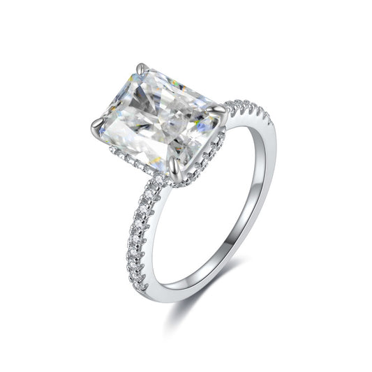 Moissanite Halo Radiant Ring