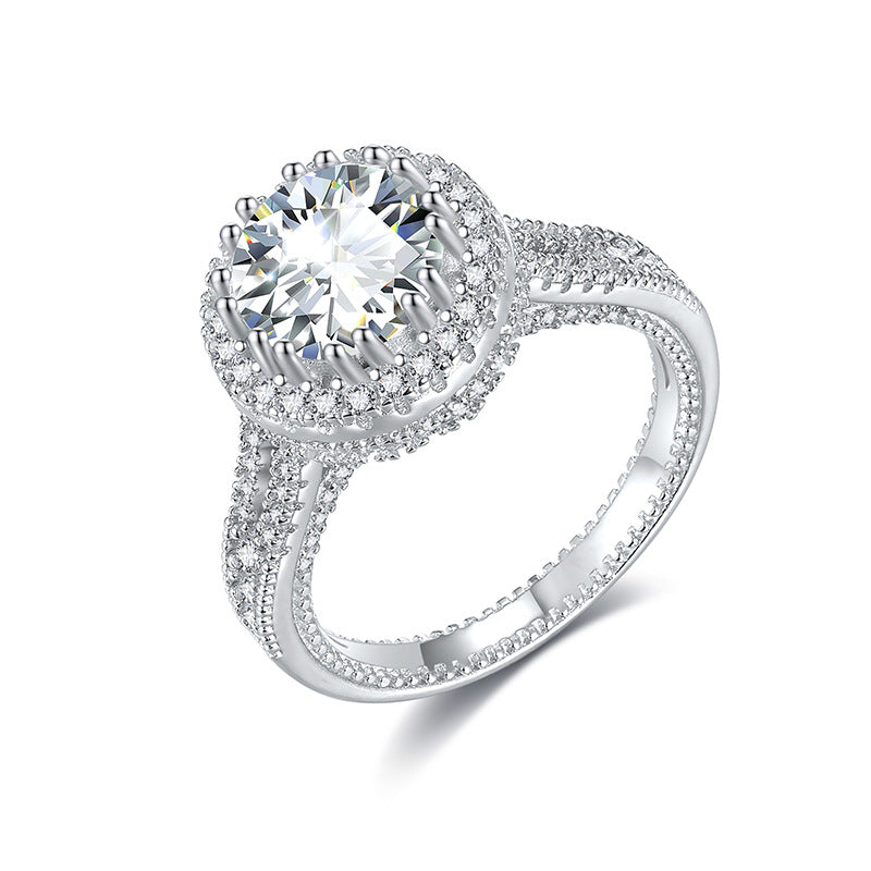 Moissanite Halo Round Brilliant Cut Vintage Ring