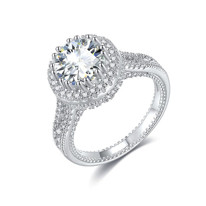 Moissanite Halo Round Brilliant Cut Vintage Ring