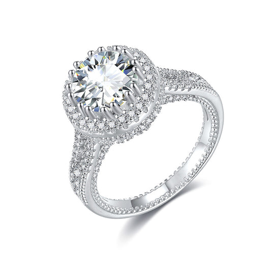 Moissanite Halo Round Brilliant Cut Vintage Ring