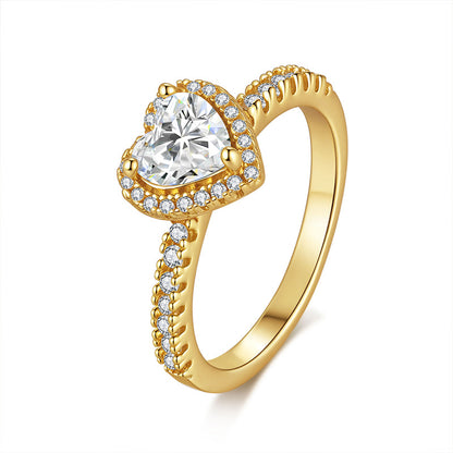 Moissanite Heart-Shaped Halo Ring