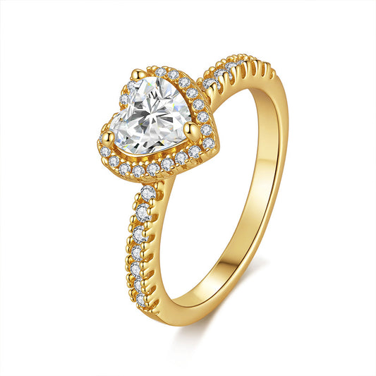 Moissanite Heart-Shaped Halo Ring