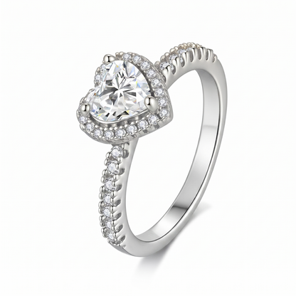 Moissanite Heart-Shaped Halo Ring