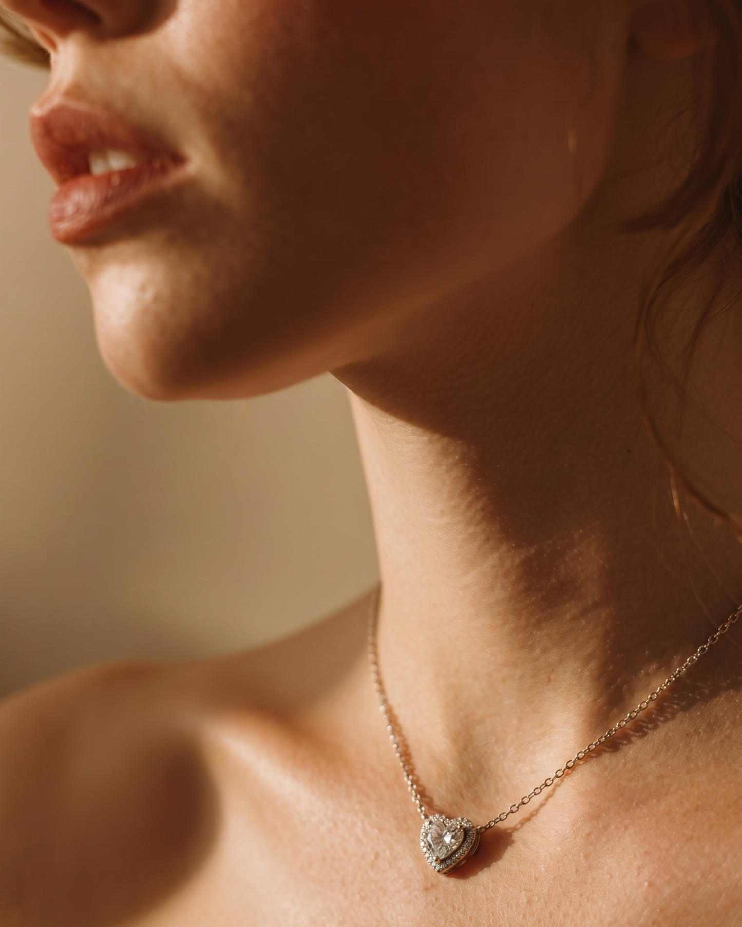 Moissanite Heart Cut Halo Pendant Necklace