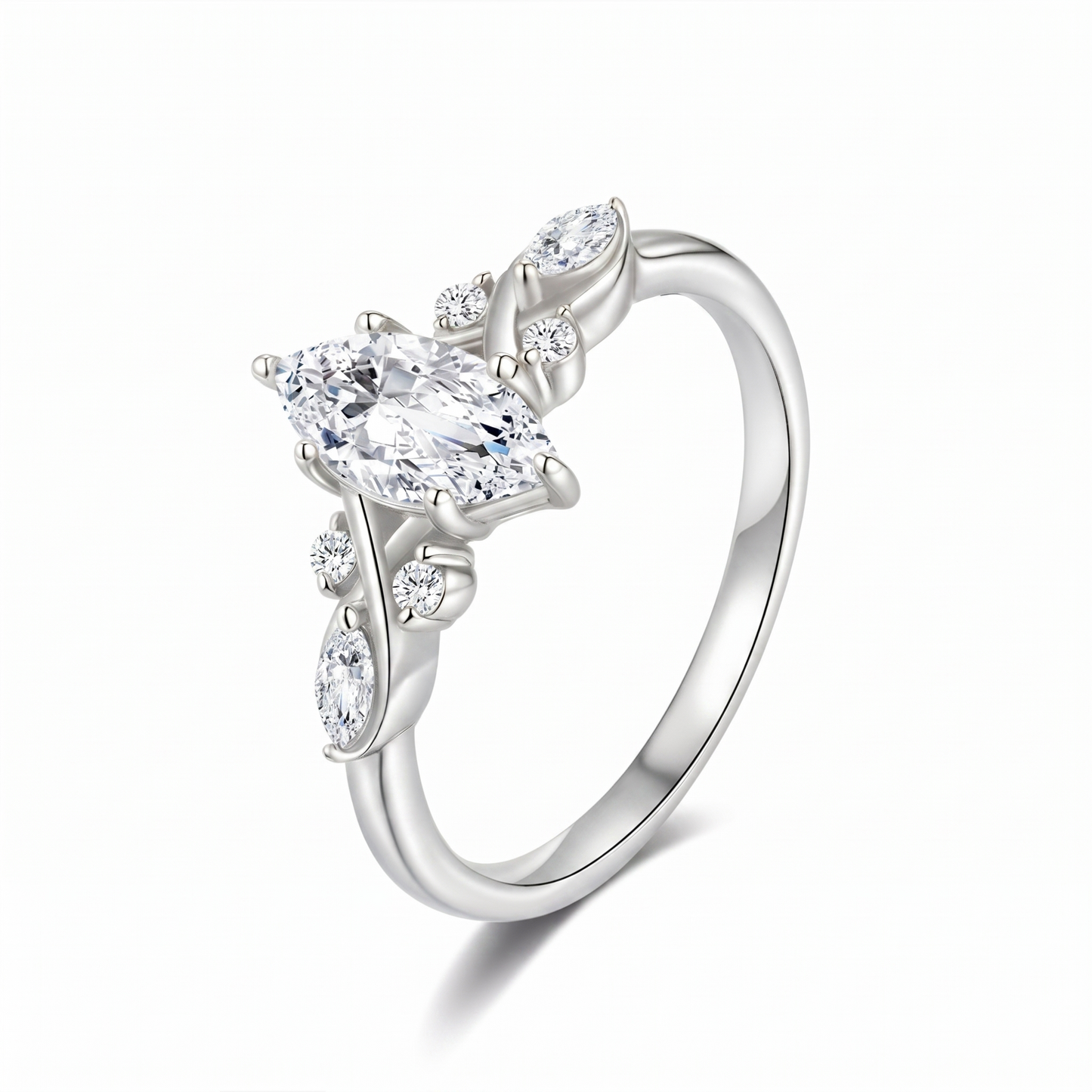Moissanite Marquise Cut Vine Leaf Ring