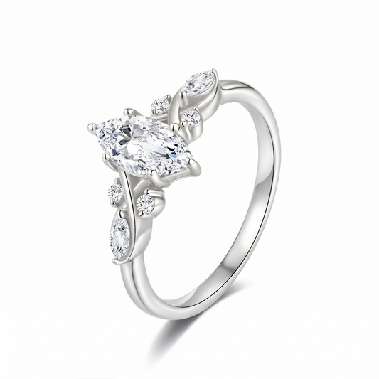 Moissanite Marquise Cut Vine Leaf Ring