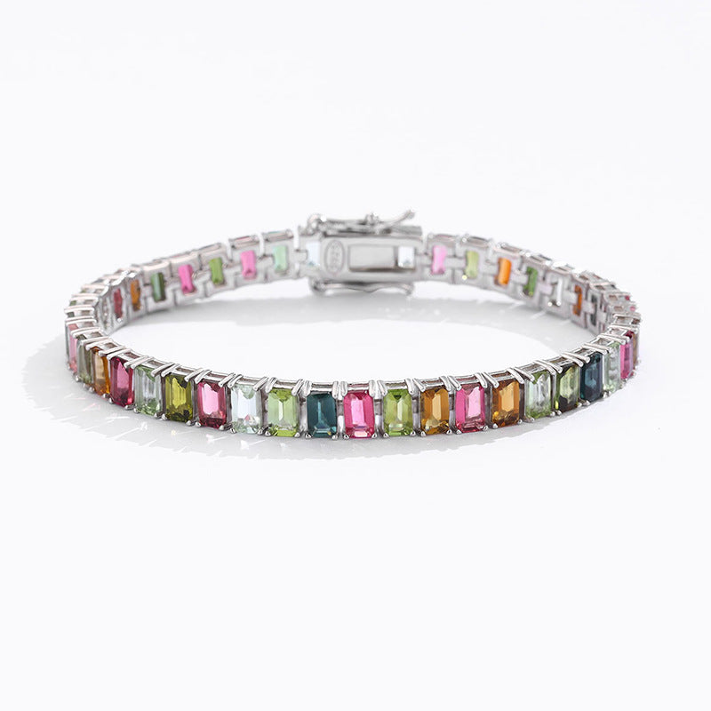 Moissanite multicolor baguette tennis bracelet