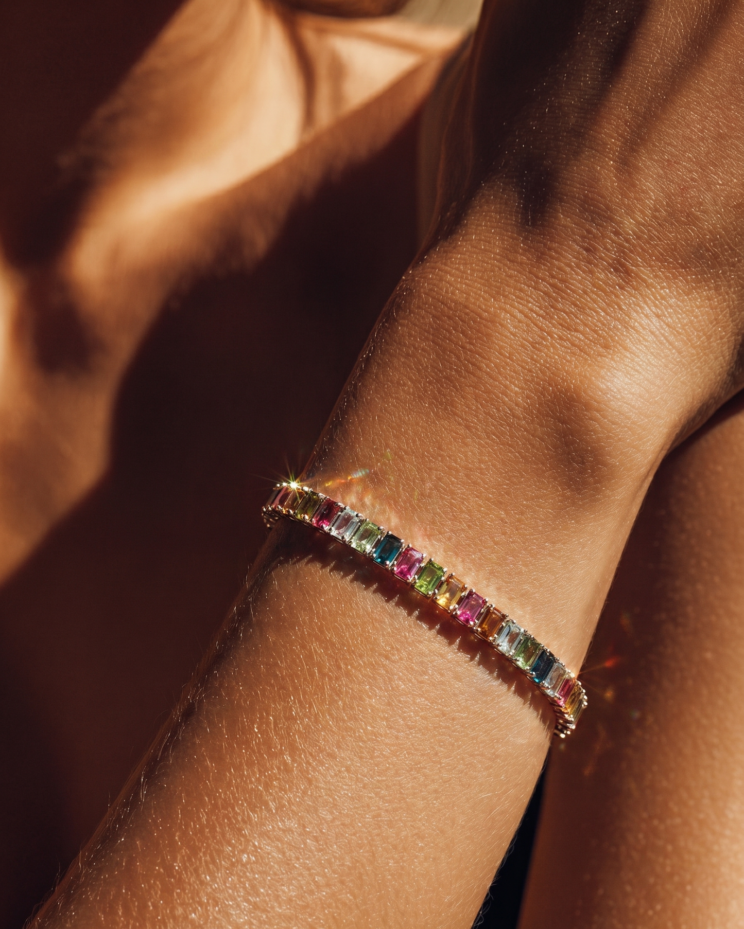Moissanite multicolor baguette tennis bracelet