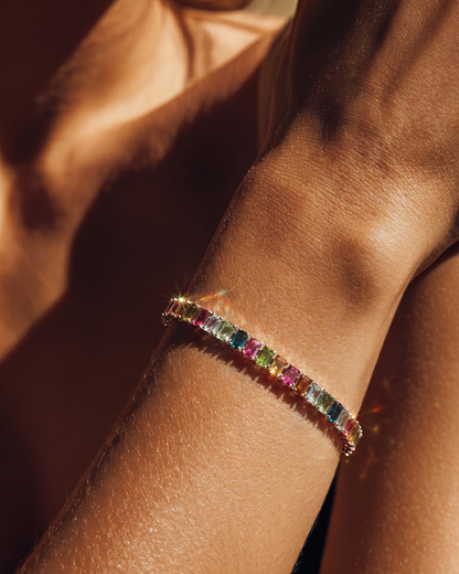 Moissanite multicolor baguette tennis bracelet