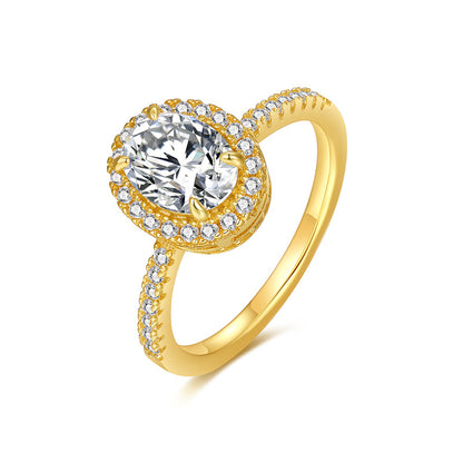 Moissanite Oval Cut Halo Gold Ring