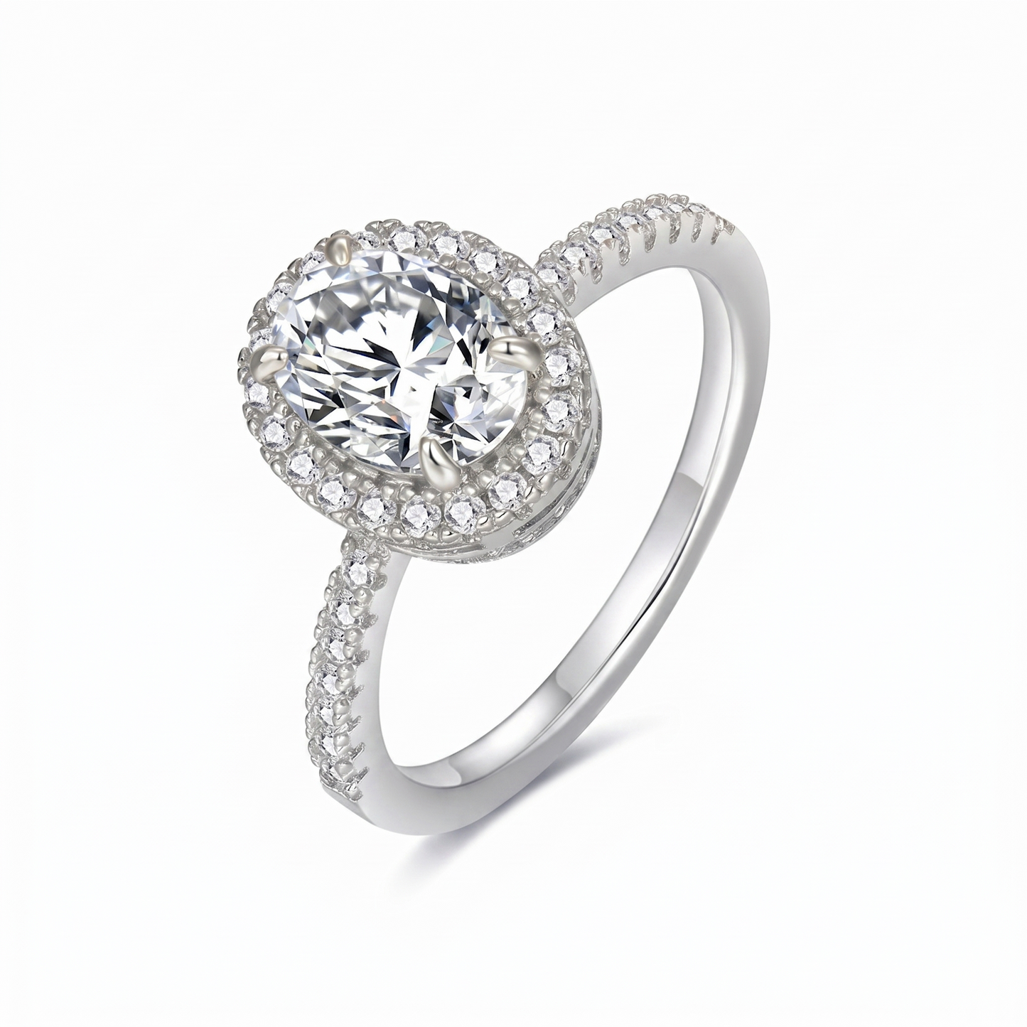 Moissanite Oval Cut Halo Gold Ring